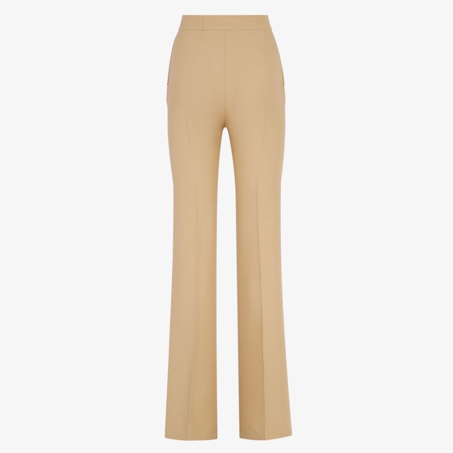 Donna Fendi Completi | Pantalone In Lana Seta Beige