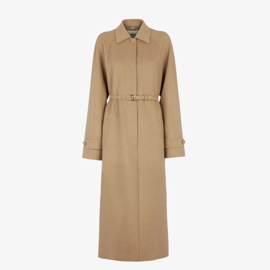 Donna Fendi Cappotti E Capispalla | Trench In Cashmere Beige