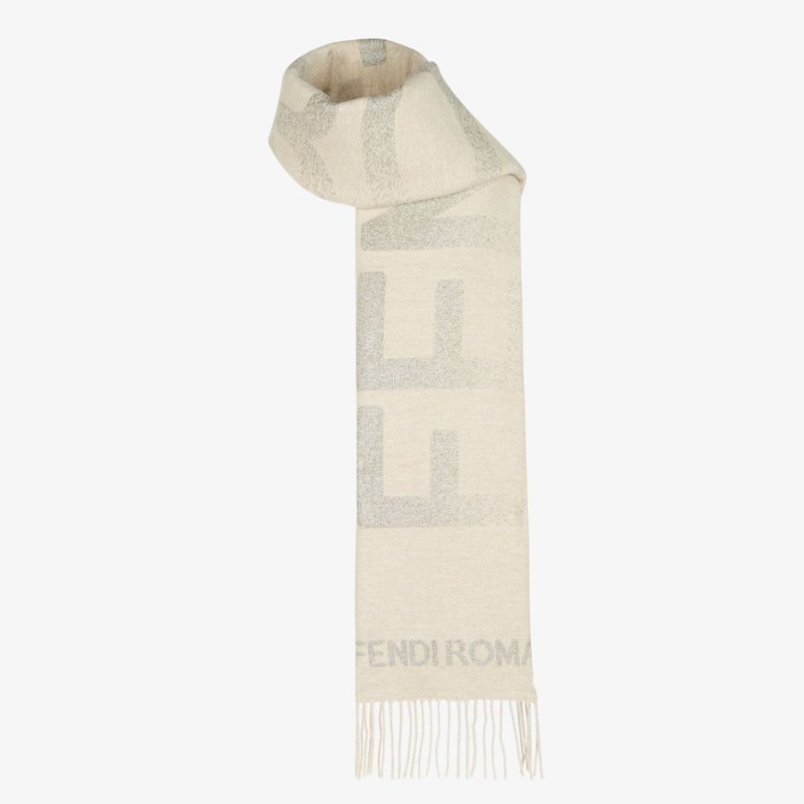 Donna Fendi Sciarpe E Poncho | Sciarpa In Lana E Cashmere Beige