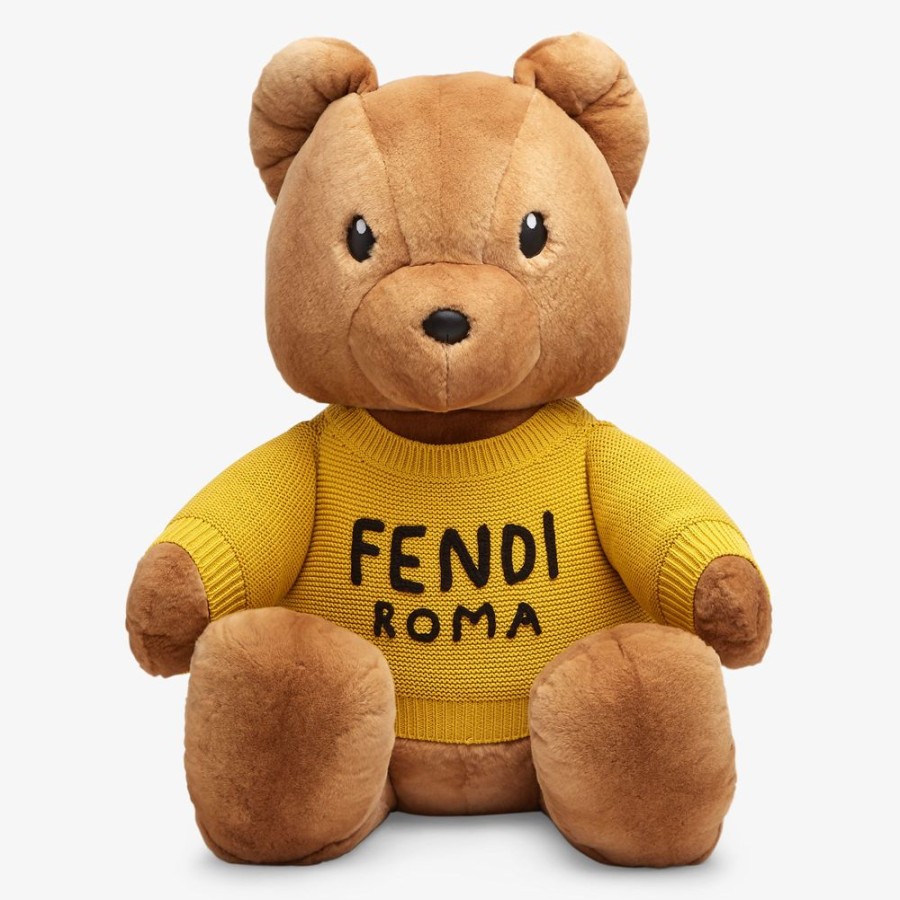 Bambini Fendi Accessori | Orso Gigante In Visone Epilato Color Miele