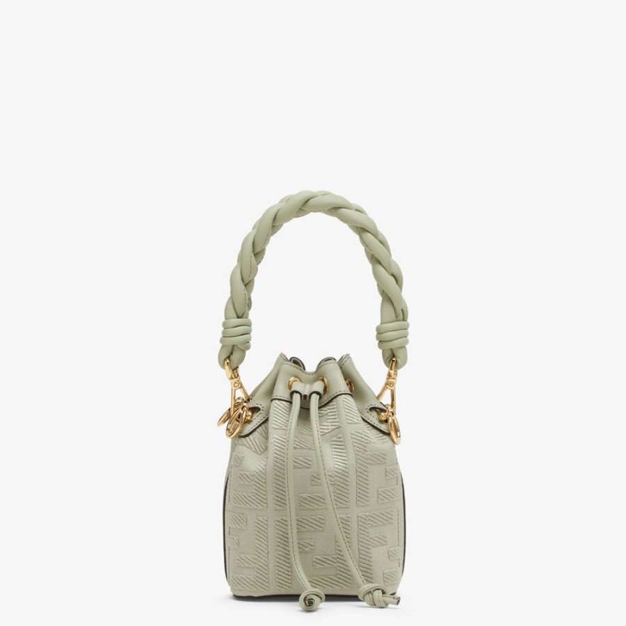 Donna Fendi Borse Mini | Minibag In Canvas Ff Verde Chiaro