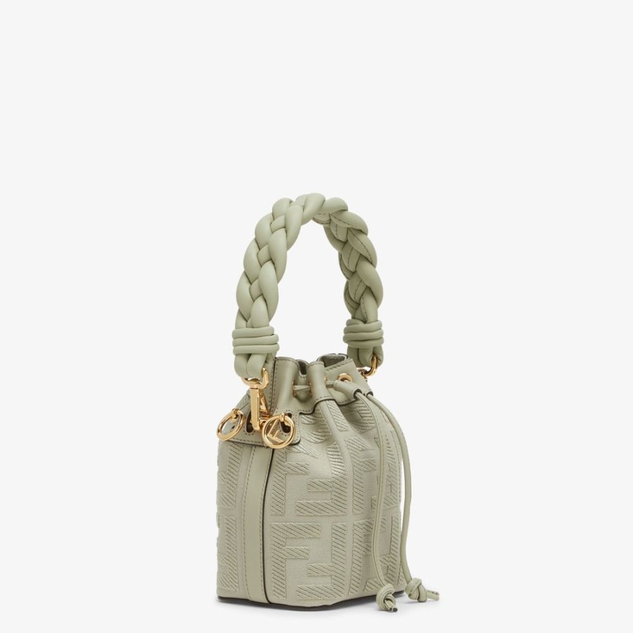 Donna Fendi Borse Mini | Minibag In Canvas Ff Verde Chiaro