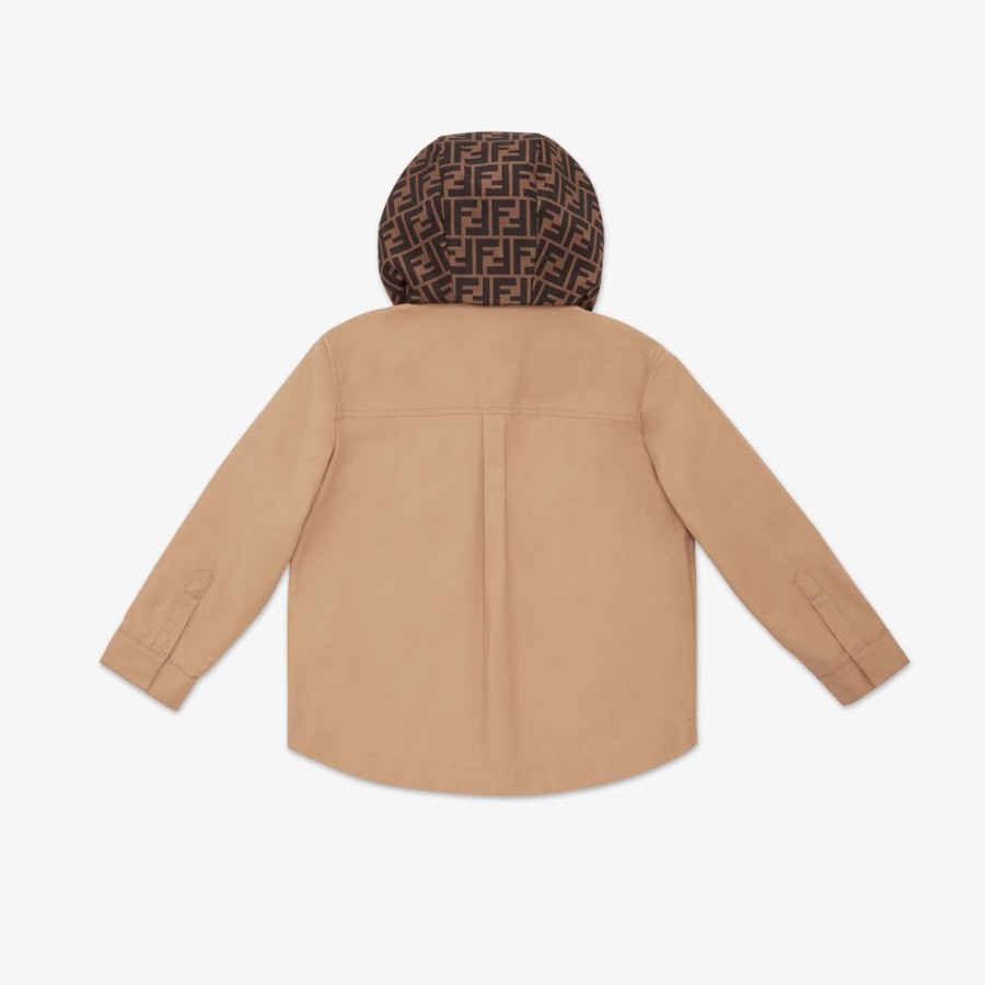 Bambini Fendi Abbigliamento | Giacca-Camicia Junior In Gabardina Beige