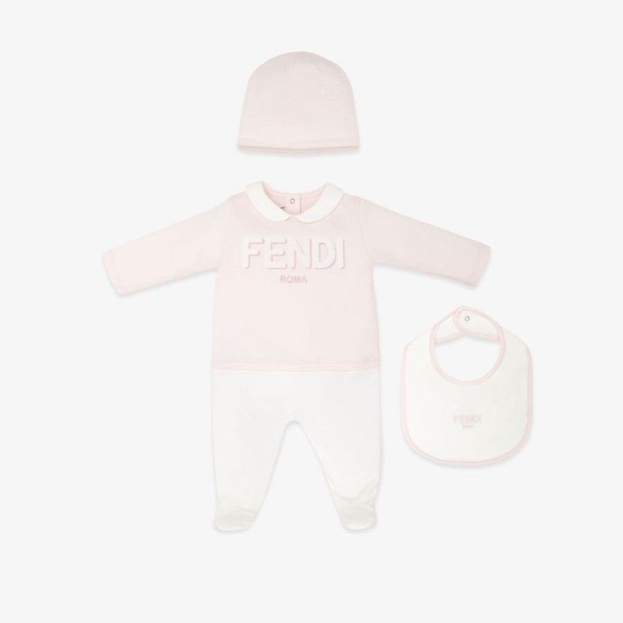 Bambini Fendi Bambina | Completino Fendi Roma In Jersey Rosa