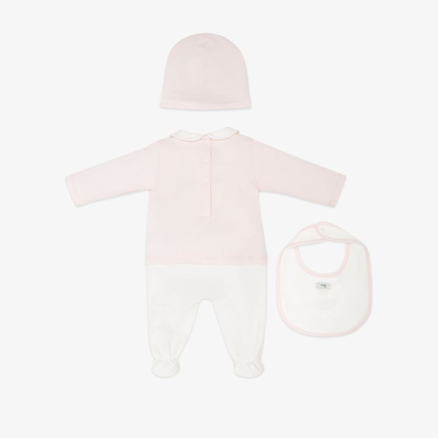 Bambini Fendi Bambina | Completino Fendi Roma In Jersey Rosa