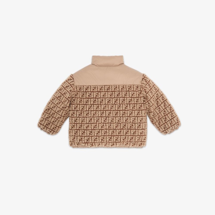 Bambini Fendi Abbigliamento | Piumino Junior In Nylon E Lana Con Logo