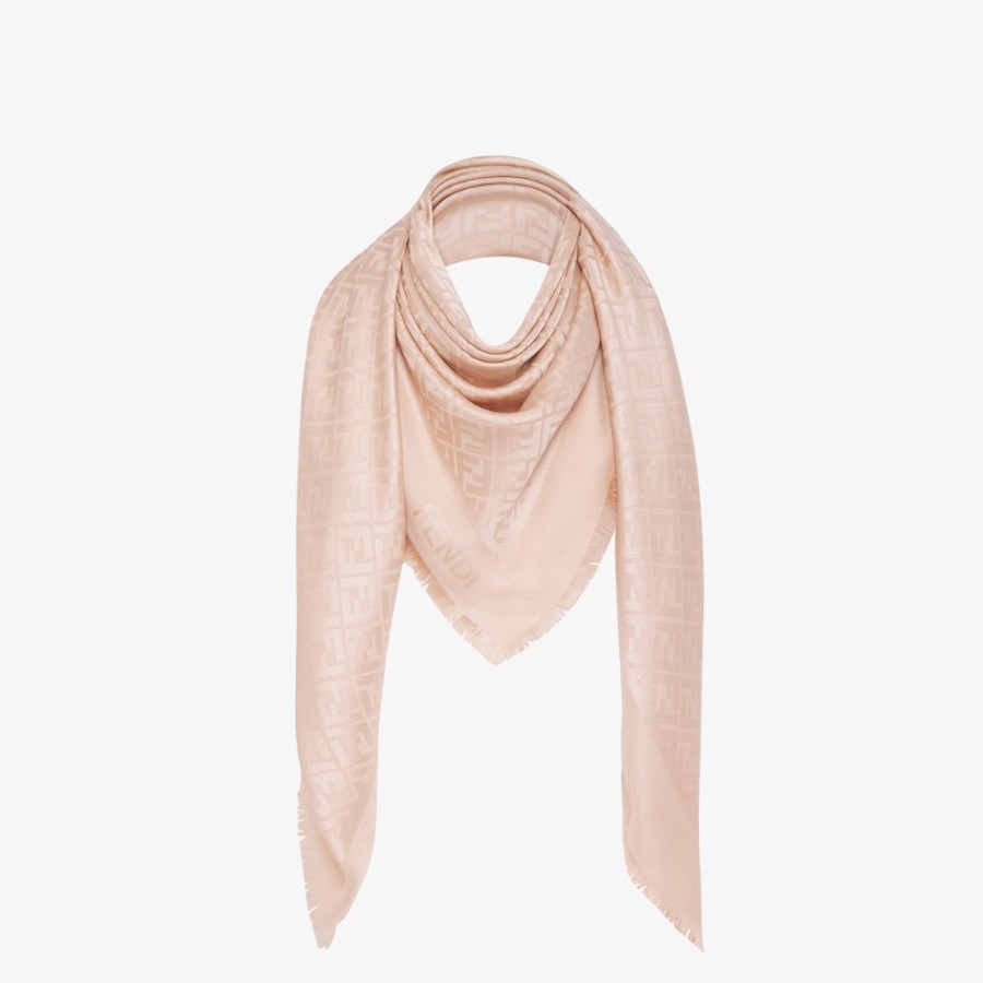 Donna Fendi Sciarpe E Poncho | Scialle In Seta Organica Rosa