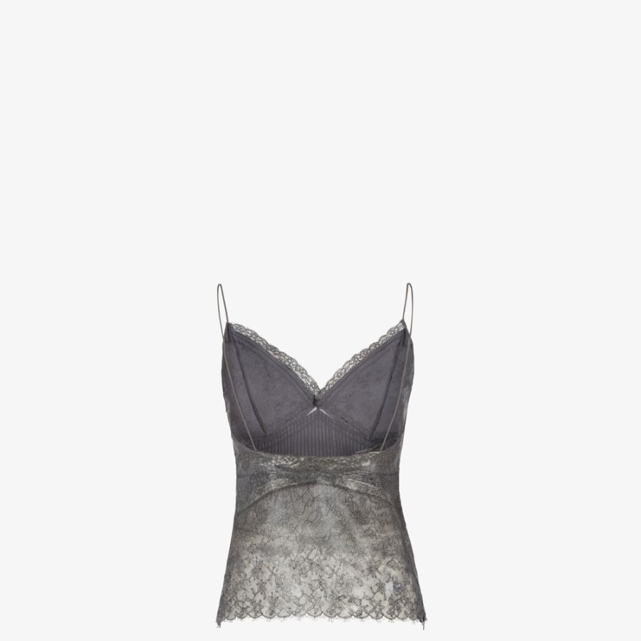 Donna Fendi Top E Camicie | Top In Pizzo Grigio