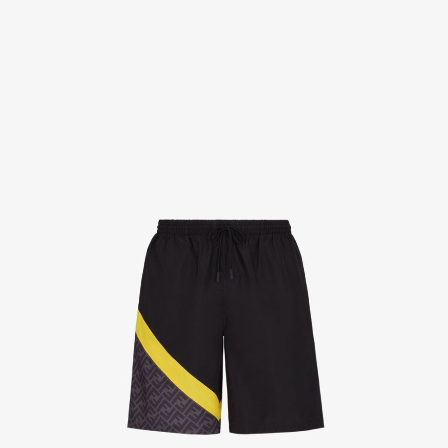 Uomo Fendi Swimwear | Short In Nylon Nero