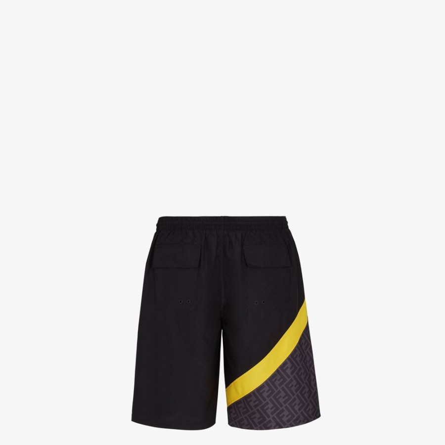 Uomo Fendi Swimwear | Short In Nylon Nero