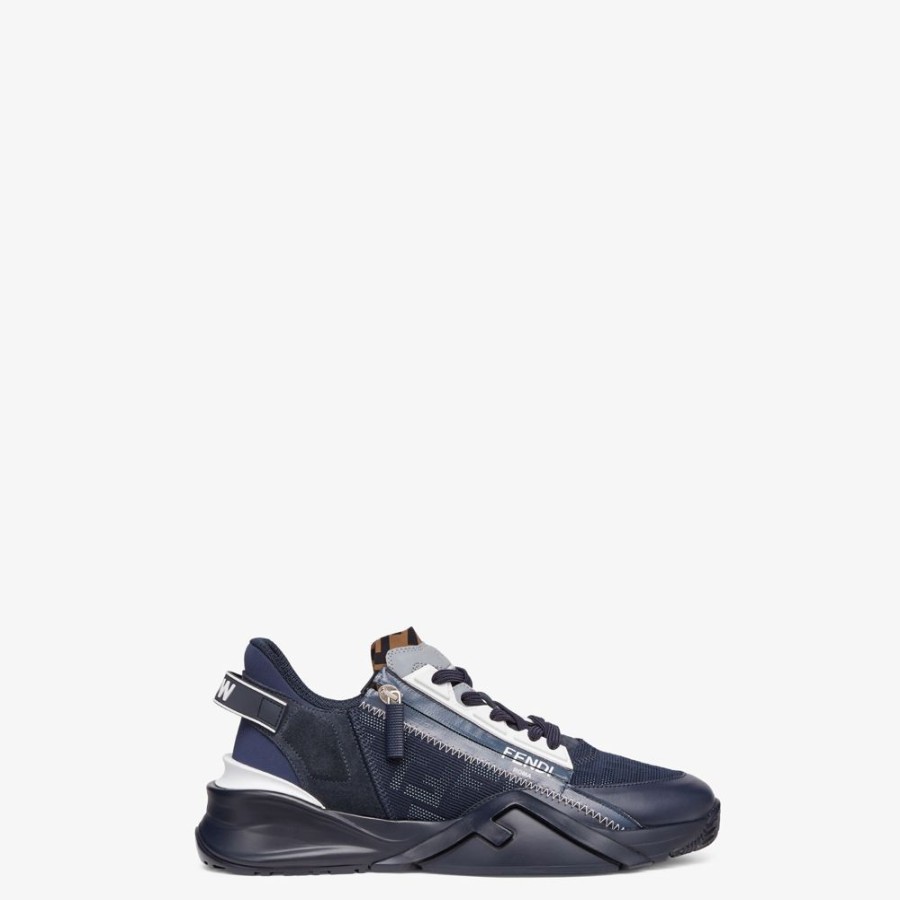 Uomo Fendi Sneakers | Low Top In Tessuto Blu