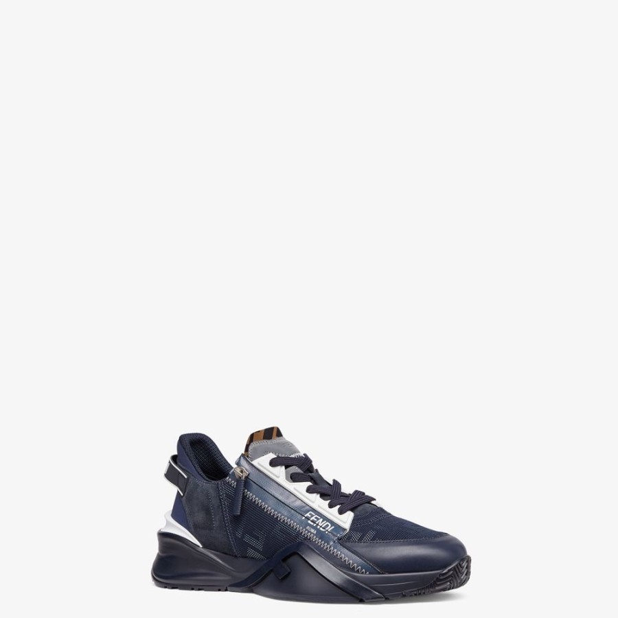 Uomo Fendi Sneakers | Low Top In Tessuto Blu