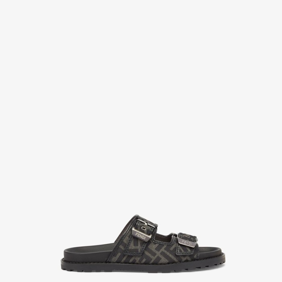 Uomo Fendi Slides E Sandali | Sandalo In Tessuto Jacquard Ff