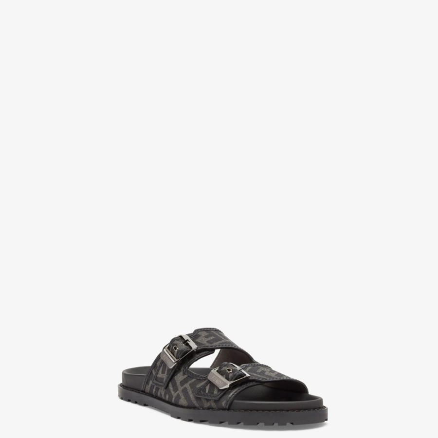 Uomo Fendi Slides E Sandali | Sandalo In Tessuto Jacquard Ff