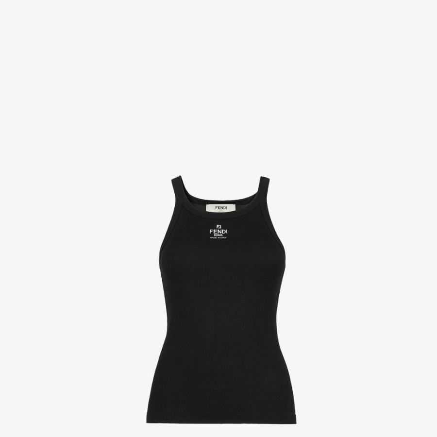 Donna Fendi Activewear | Top In Cotone Nero