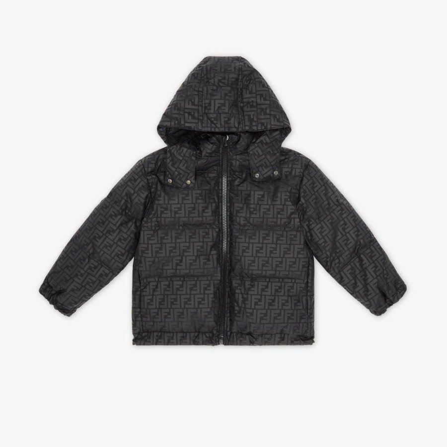 Bambini Fendi Abbigliamento | Piumino Junior In Nylon Nero