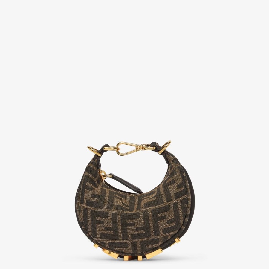 Donna Fendi Miniature Bags | Charm In Tessuto Marrone