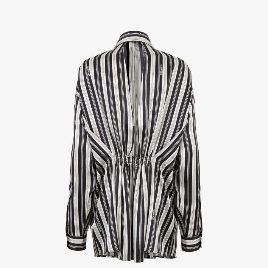 Donna Fendi Abiti E Tute | Camicia In Seta A Righe Multicolor