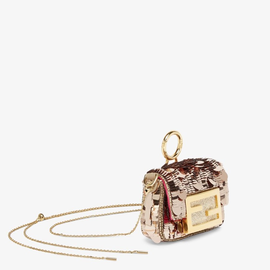 Donna Fendi Miniature Bags | Charm In Paillettes Bronzo