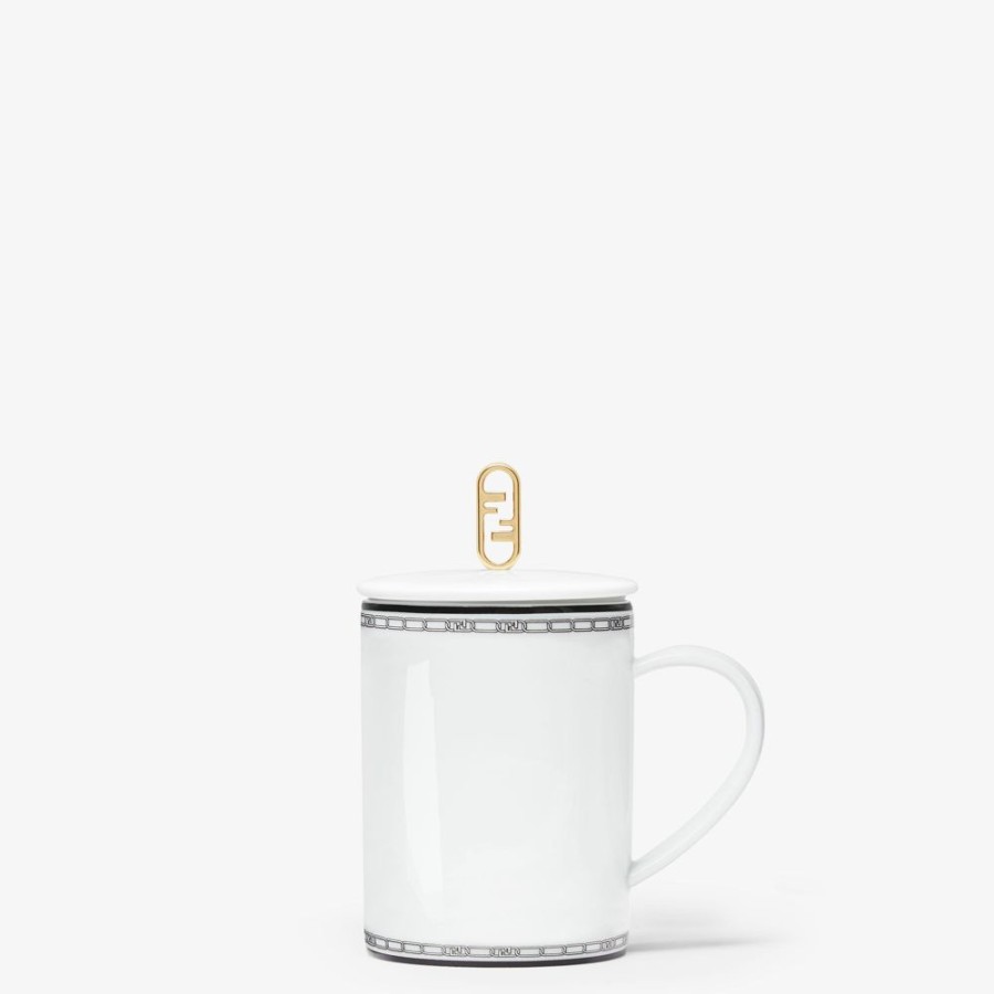 Home Decor E Lifestyle Fendi Accessori Per La Tavola | Mug In Porcellana Bianca