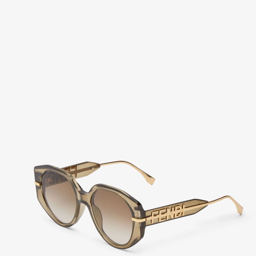 Donna Fendi Occhiali | Occhiali Da Sole In Acetato Trasparente Khaki