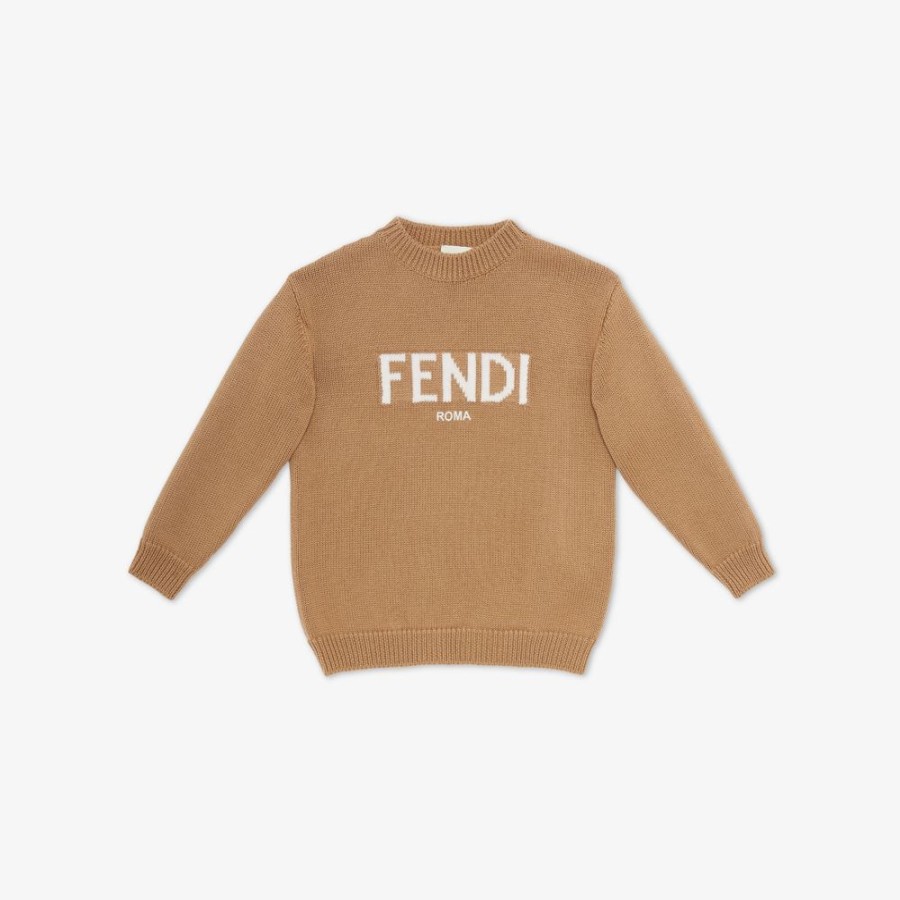 Bambini Fendi Abbigliamento | Maglia Di Lana Junior Con Scritta Fendi