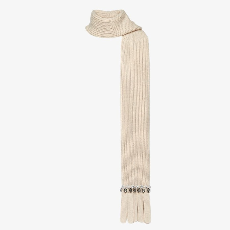 Donna Fendi Sciarpe E Poncho | Sciarpa In Lana Beige