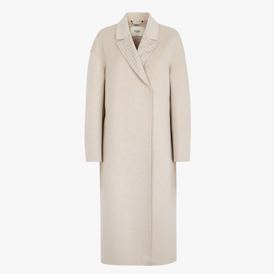 Donna Fendi Cappotti E Capispalla | Cappotto In Lana Beige