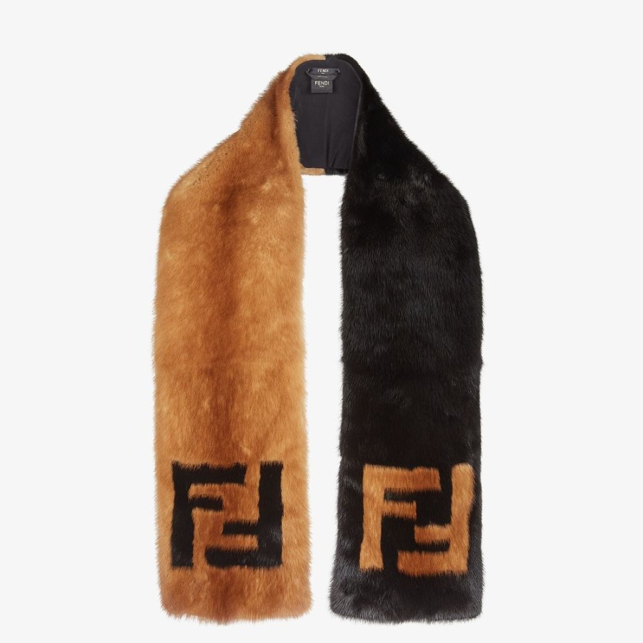 Donna Fendi Sciarpe E Poncho | Sciarpa In Visone Color Block