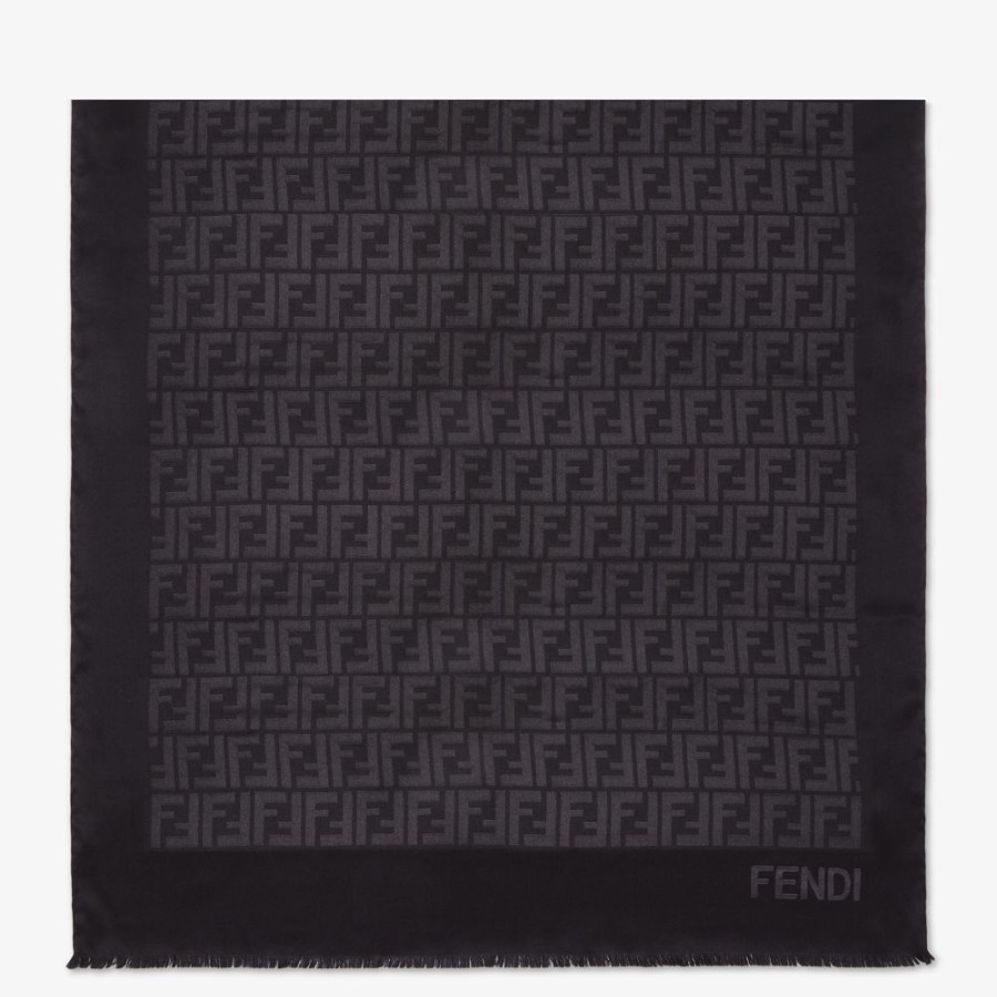 Donna Fendi Foulard In Seta | Stola In Seta Nera