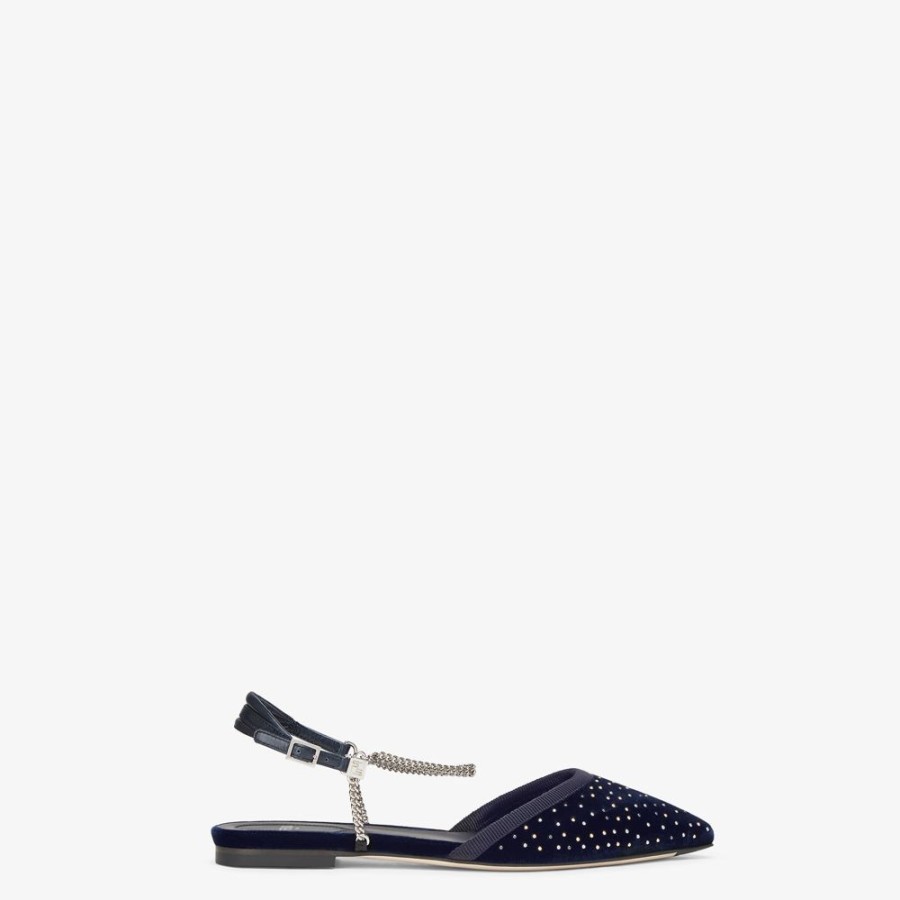 Donna Fendi Decollete | Slingback In Velluto Blu