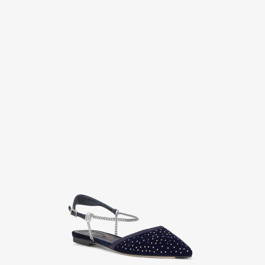 Donna Fendi Decollete | Slingback In Velluto Blu