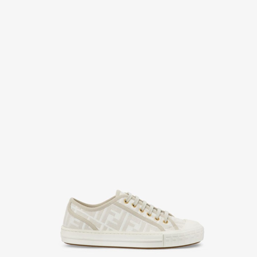 Donna Fendi Sneakers | Low Top In Tessuto Ff Bianco