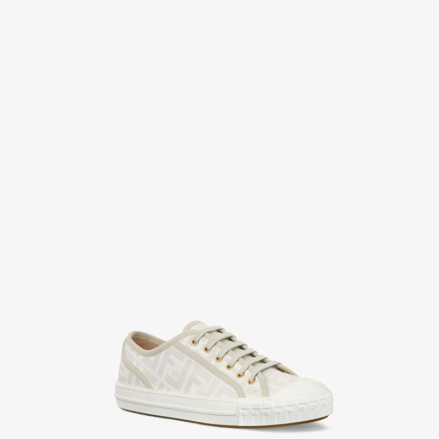 Donna Fendi Sneakers | Low Top In Tessuto Ff Bianco