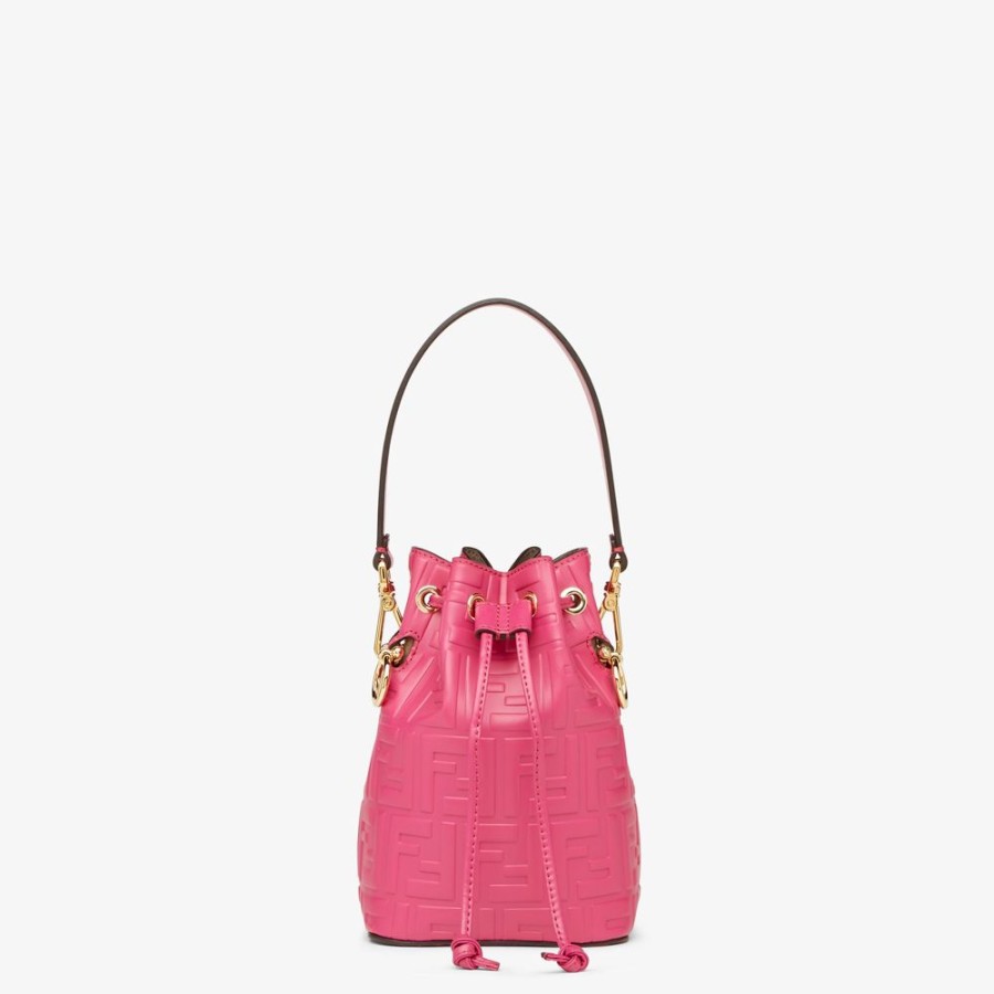 Donna Fendi Borse Mini | Minibag In Pelle Fucsia Con Motivo Ff