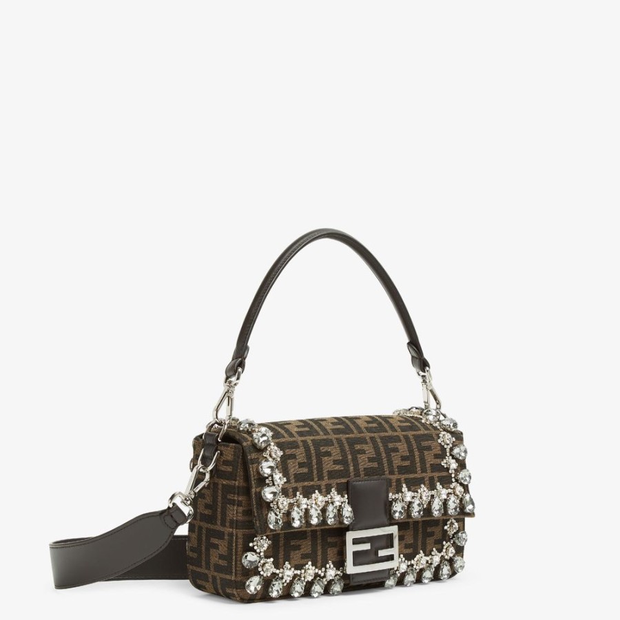 Donna Fendi Borse A Spalla E Tracolle | Borsa In Tessuto Ff Jacquard Con Cristalli