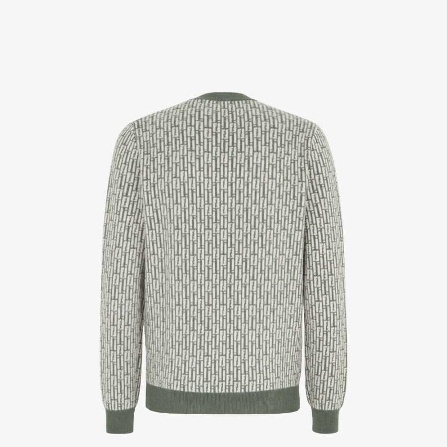 Uomo Fendi Maglieria | Maglia In Cashmere Verde