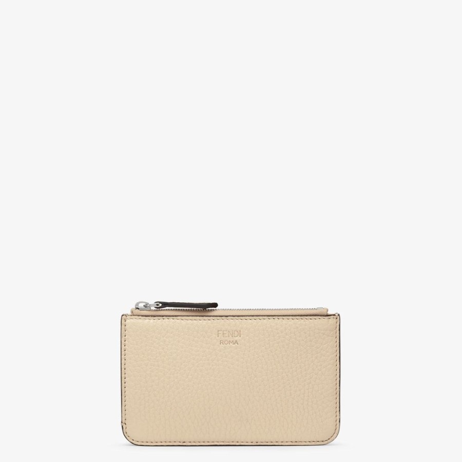 Donna Fendi Portacarte E Piccoli Accessori | Pouch In Pelle Beige