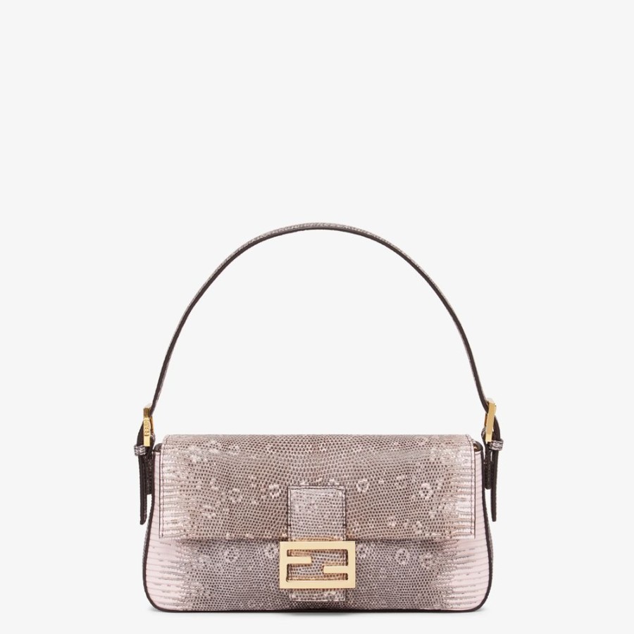 Donna Fendi Pelli Pregiate | Borsa In Lizard Rosa Re-Edition