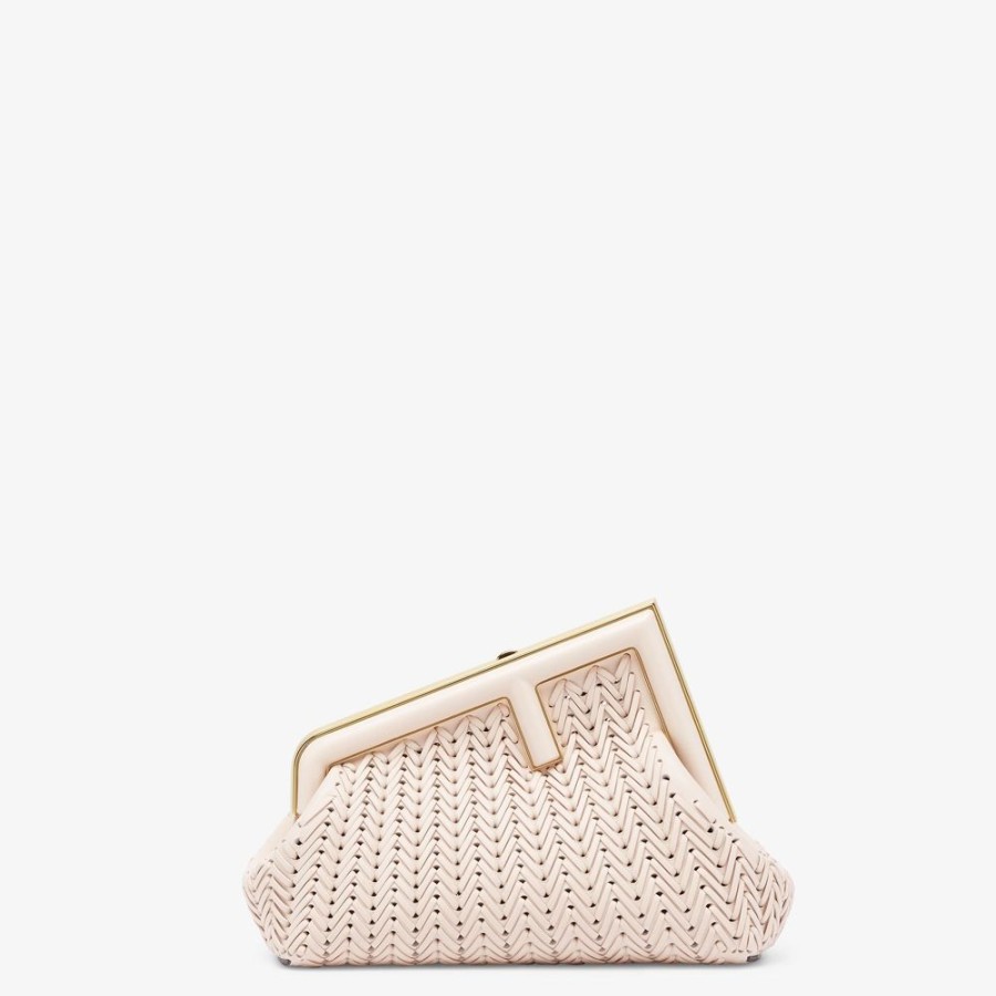 Donna Fendi Clutch E Pochette | Borsa In Pelle Intrecciata Camelia