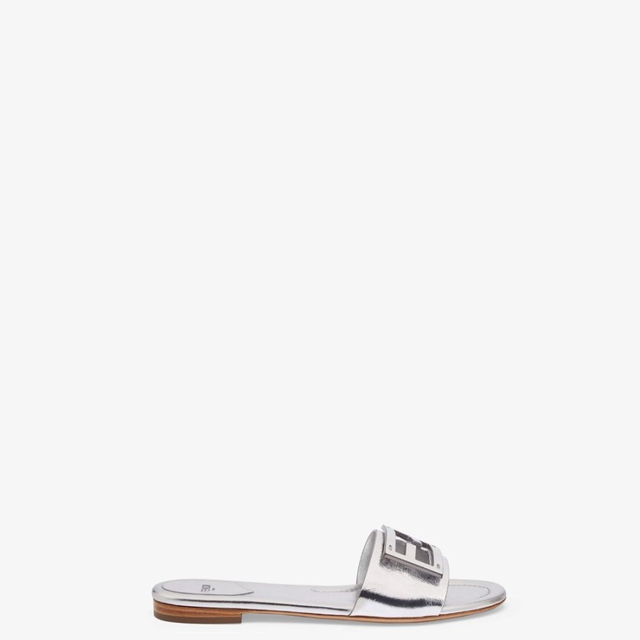 Donna Fendi Slides E Sandali | Slide In Nappa Argento