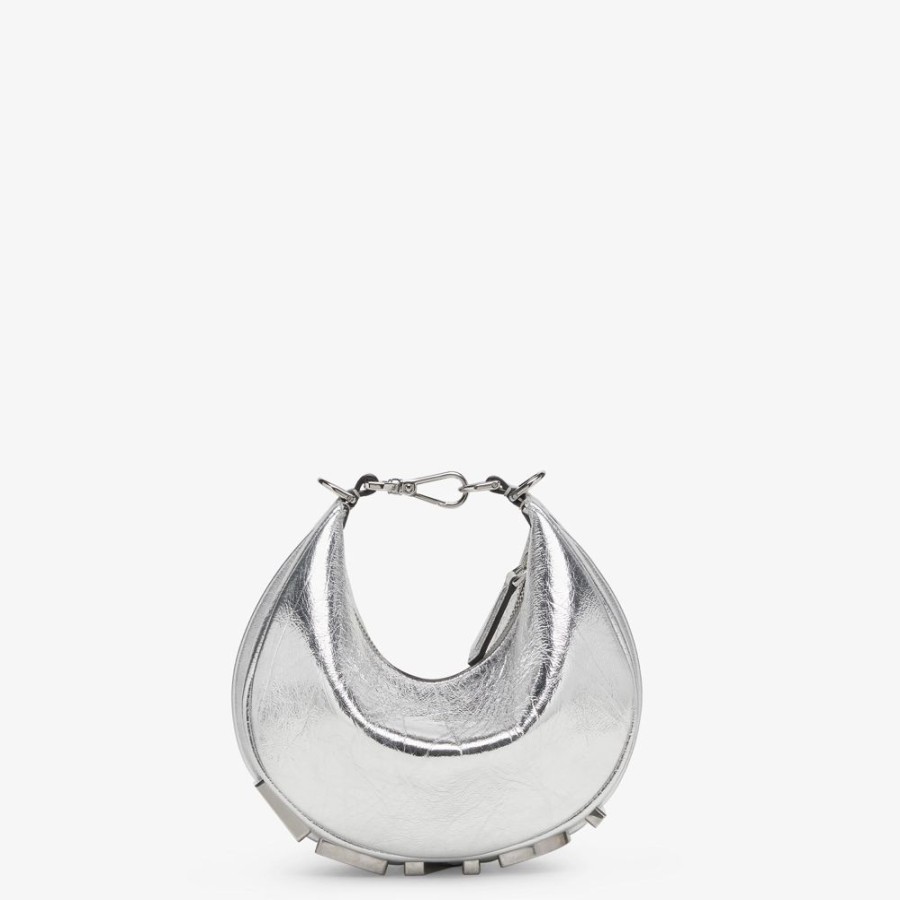 Donna Fendi Borse Mini | Minibag In Pelle Argento Craquele