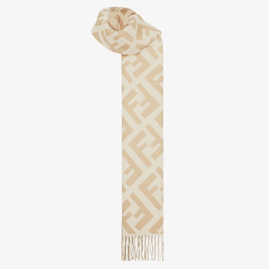 Donna Fendi Sciarpe E Poncho | Sciarpa In Cashmere Beige