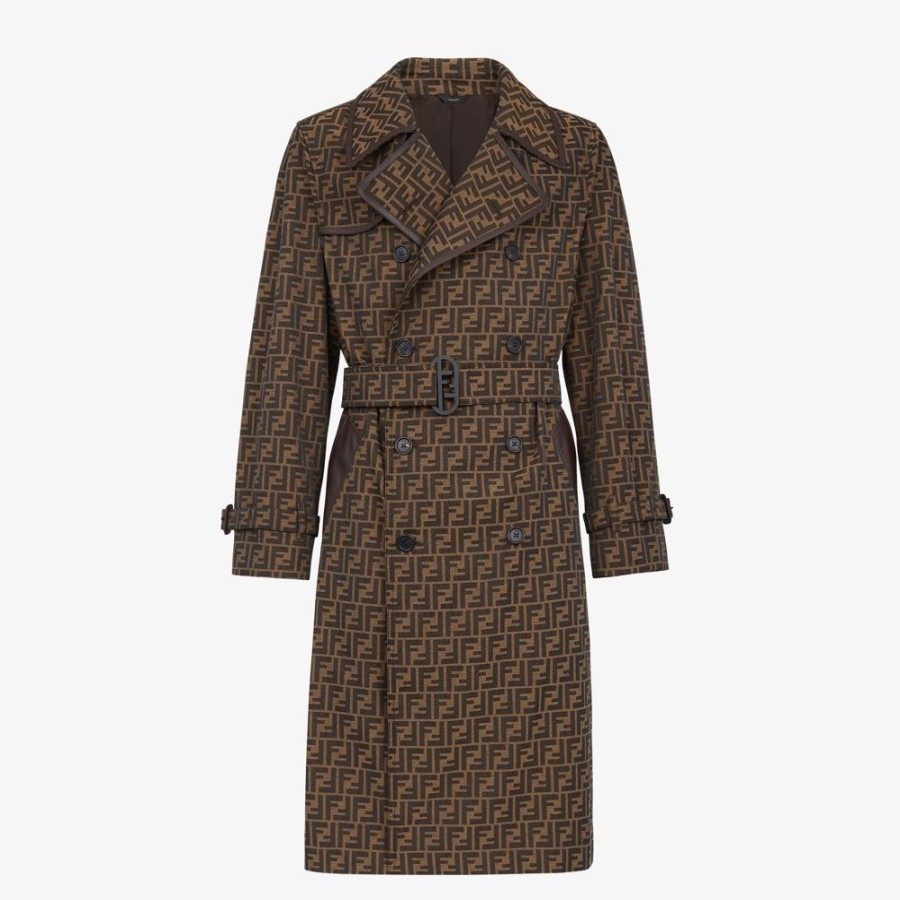 Uomo Fendi Cappotti E Capispalla | Trench In Tessuto Jacquard Ff