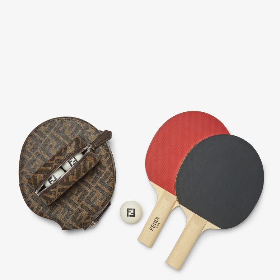 Uomo Fendi Viaggi E Lifestyle | Set Da Ping Pong In Tessuto Marrone