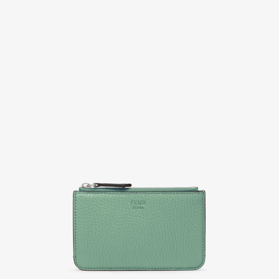 Donna Fendi Portacarte E Piccoli Accessori | Pouch In Pelle Verde Menta