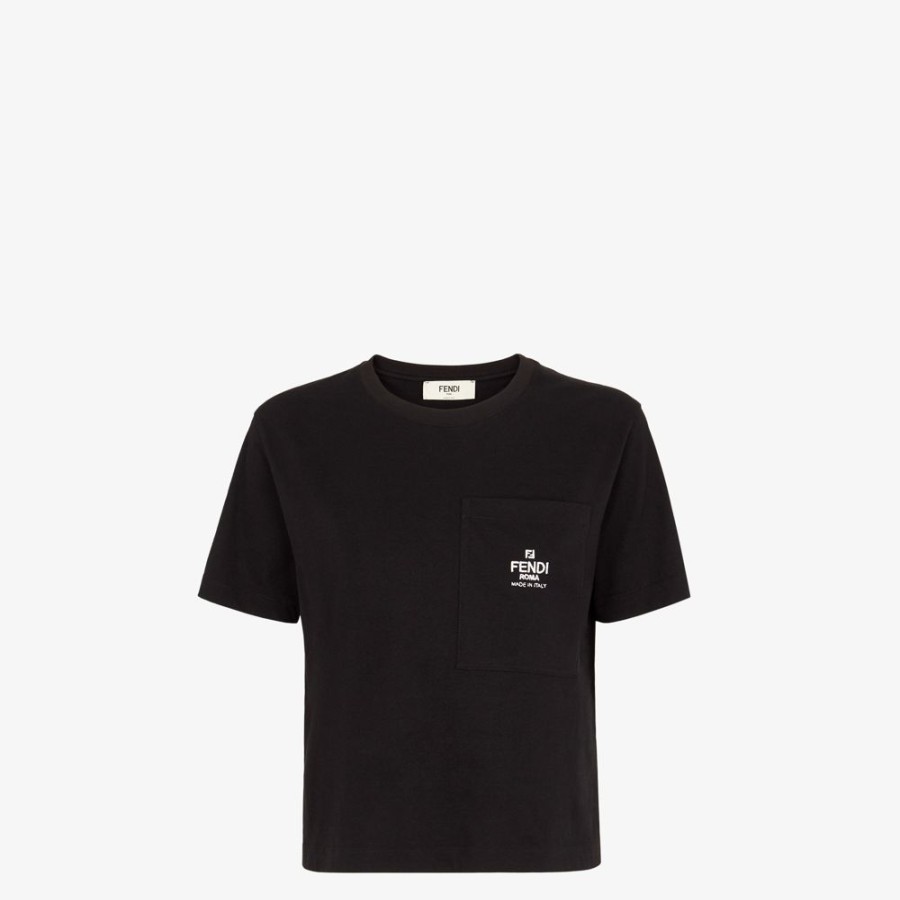 Donna Fendi T-Shirt E Felpe | T-Shirt In Jersey Nero