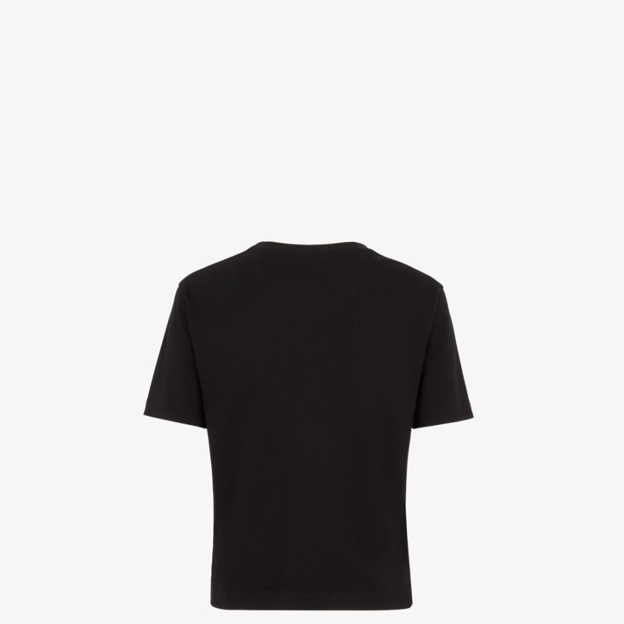 Donna Fendi T-Shirt E Felpe | T-Shirt In Jersey Nero