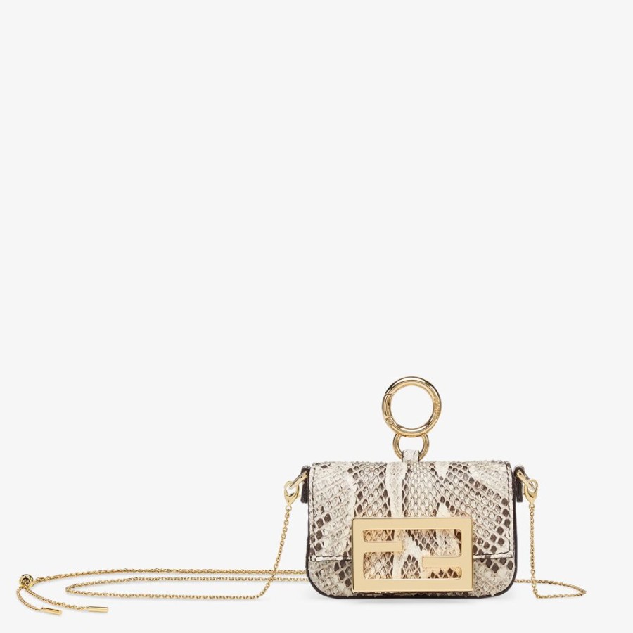 Donna Fendi Miniature Bags | Charm In Pitone Beige