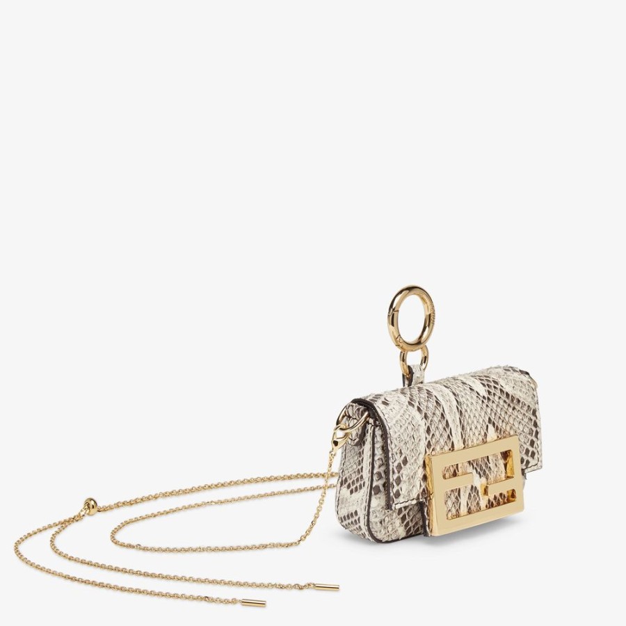 Donna Fendi Miniature Bags | Charm In Pitone Beige